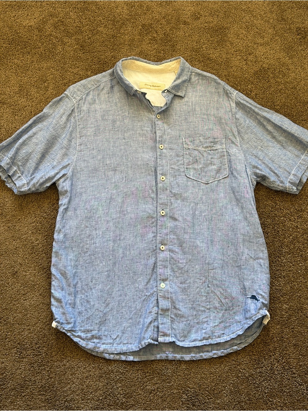 Tommy Bahama Light Blue Short-Sleeve Linen Button-Down
